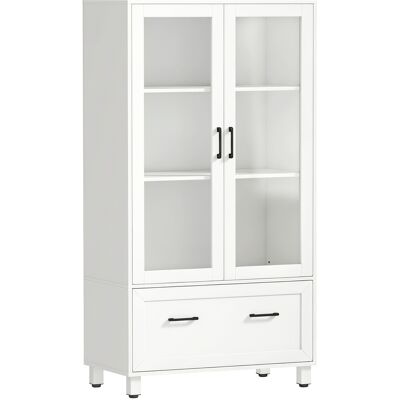 Homcom Archivador de Oficina con Puertas de Cristal y Cajón Barras Ajustables para Archivos 75x40x141 cm Blanco Aosom España Homcom Archivador de Oficina con Puertas de Cristal y Cajón Barras Ajustables para Archivos 75x40x141 cm Blanco Aosom España