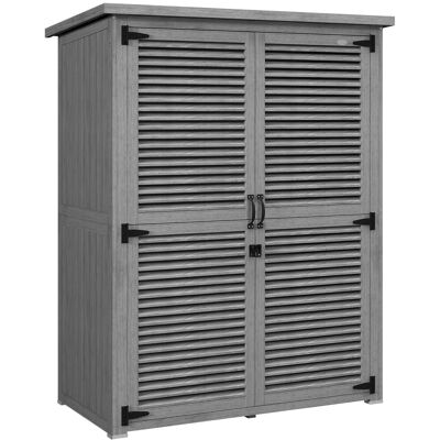 Outsunny Armario de Jardín 0,83 m² 127x65x168 cm con 2 Puertas de Persiana 2 Estantes 2 Asas y Techo Impermeable Gris Outsunny Armario de Jardín 0,83 m² 127x65x168 cm con 2 Puertas de Persiana 2 Estantes 2 Asas y Techo Impermeable Gris