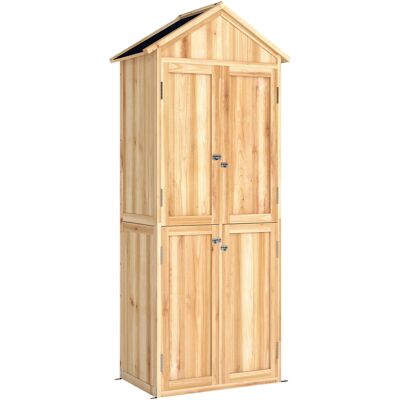 Outsunny Armario de Exterior de Madera con Techo Inclinado Asfalto 4 Puertas y 2 Estantes Extraíbles 82x50x190 cm Natural Aosom España Outsunny Armario de Exterior de Madera con Techo Inclinado Asfalto 4 Puertas y 2 Estantes Extraíbles 82x50x190 cm Natural Aosom España