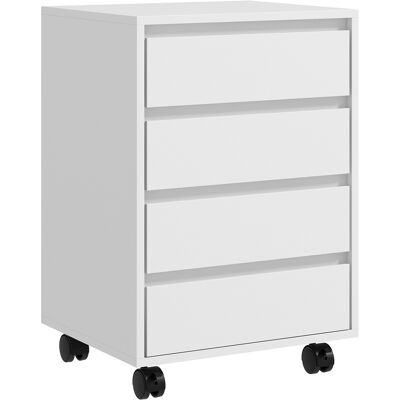Homcom Cajonera de Oficina con 4 Cajones Cajonera de Escritorio con Ruedas para Estudio 46x40x65 cm Blanco Homcom Cajonera de Oficina con 4 Cajones Cajonera de Escritorio con Ruedas para Estudio 46x40x65 cm Blanco