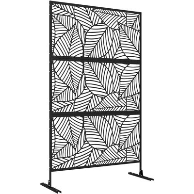Outsunny Biombo de 3 Paneles 122x198 cm Biombo Separador de Ambientes con Soporte Diseño de Hojas Grandes Negro Outsunny Biombo de 3 Paneles 122x198 cm Biombo Separador de Ambientes con Soporte Diseño de Hojas Grandes Negro