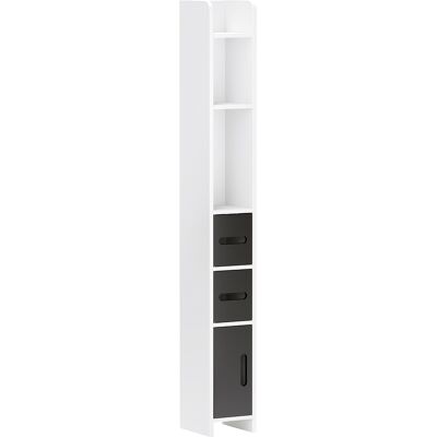 kleankin Columna de Baño con 3 Puertas y 3 Estantes Abiertos Armario de Baño Alto Estilo Moderno 15x17x120 cm Blanco y Negro kleankin Columna de Baño con 3 Puertas y 3 Estantes Abiertos Armario de Baño Alto Estilo Moderno 15x17x120 cm Blanco y Negro