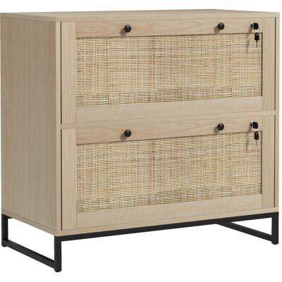 Vinsetto Armario Archivador de 2 Cajones de Ratán Bohemio con Cerraduras Barras para Carpetas, A4 y Legal 75x40x71,5 cm Roble Vinsetto Armario Archivador de 2 Cajones de Ratán Bohemio con Cerraduras Barras para Carpetas, A4 y Legal 75x40x71,5 cm Roble