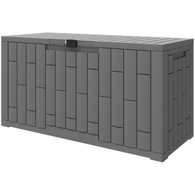 Outsunny Arcón Exterior Capacidad 227L Baúl de Almacenaje Exterior Resistente al Agua y a los Rayos UV con Cerradura Gris Outsunny Arcón Exterior Capacidad 227L Baúl de Almacenaje Exterior Resistente al Agua y a los Rayos UV con Cerradura Gris