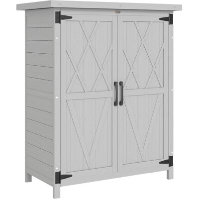 Outsunny Caseta de Jardín de Madera 75x40x90 cm Armario para Almacenaje de Herramientas con 4 Estantes 2 Puertas Gris Aosom España Outsunny Caseta de Jardín de Madera 75x40x90 cm Armario para Almacenaje de Herramientas con 4 Estantes 2 Puertas Gris Aosom España