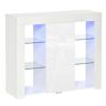 Homcom Aparador Moderno con Luces LED Mueble Buffet con 1 Puerta de Alto Brillo Estantes Ajustables y Control Remoto 97x35x83 cm Blanco Aosom.es