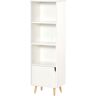 Homcom Estantería con 3 Estantes Abiertos y 1 Cerrado con Puerta Librería para Almacenamiento de Libros Juguetes 40x30x129,5 cm Blanco AOSOM ES