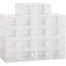 Homcom Organizador de Zapatos Modular Estantería Modulable con 18 Cubos Puertas Magnéticas 25x35x19 cm Transparente