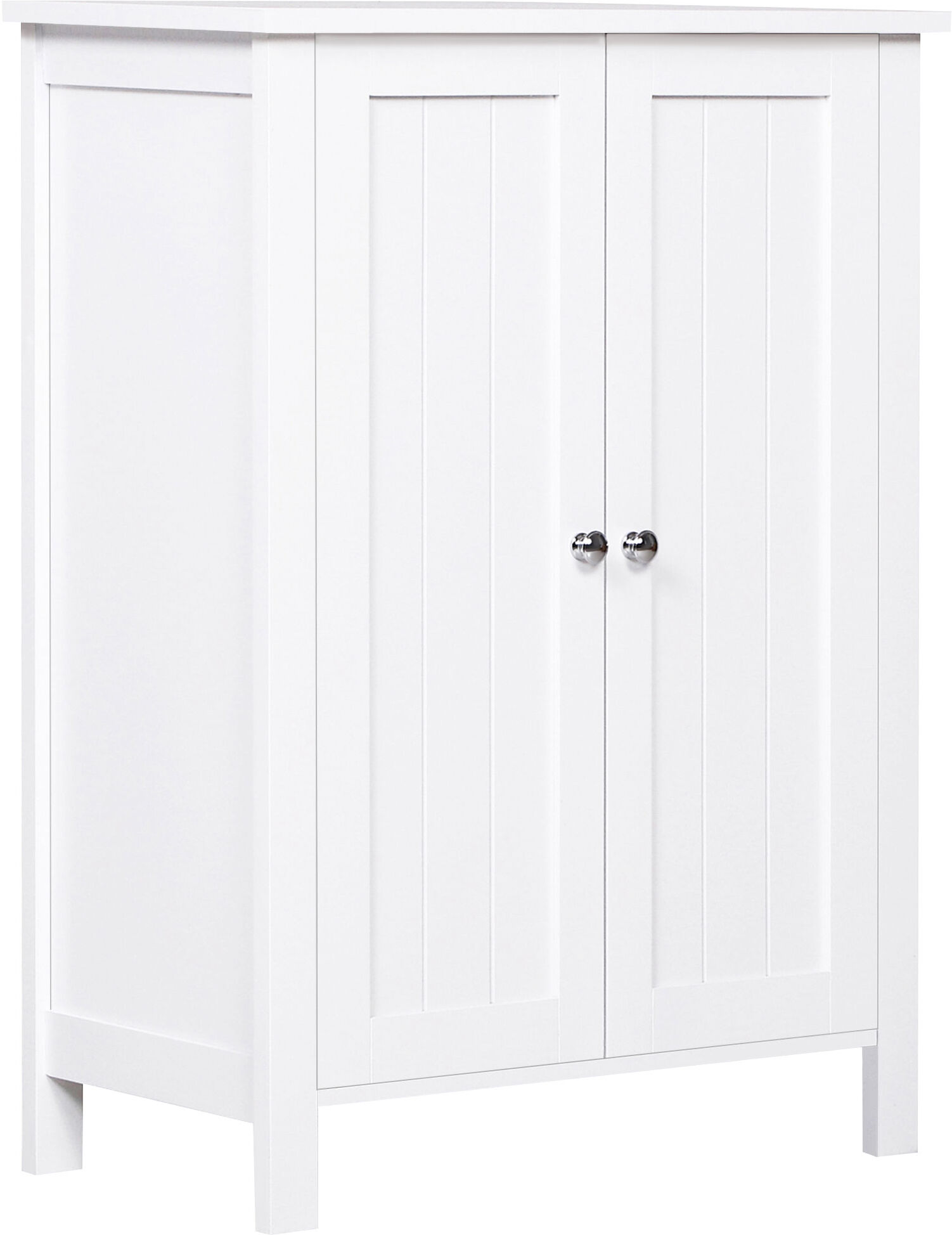 kleankin Armario de Baño con 2 Puertas y 2 Estantes Ajustables Interiores Mueble Auxiliar de Almacenaje para Salón Cocina Antivuelco 60x30x80cm Blanco