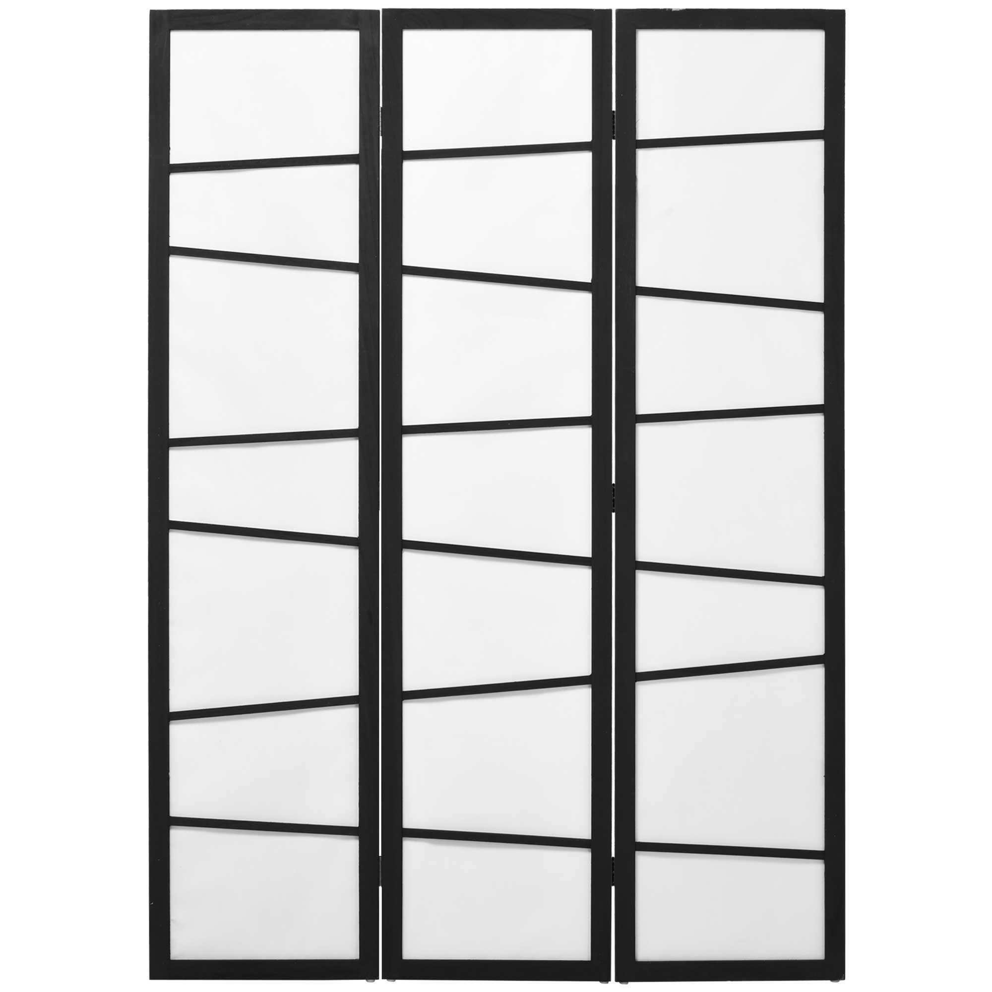 Homcom Biombo de 3 Paneles Divisor de Habitación Plegable 135x180 cm Separador de Ambientes para Oficina Salón Negro y Blanco