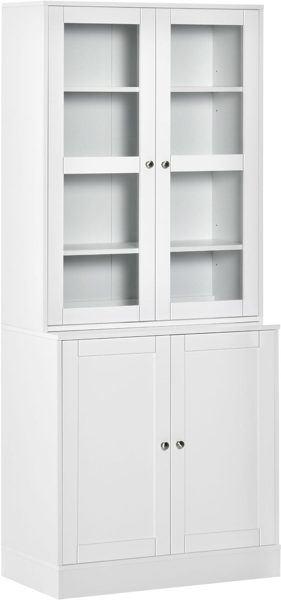 Homcom Vitrina Armario de Libros con 4 Puertas y Estantes Ajustables Armario para Salón Cocina Oficina Dormitorio 76x40x178,5 cm Blanco AOSOM ES