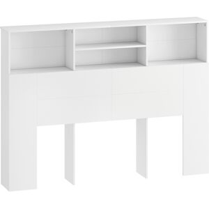 Homcom Cabecero de cama con almacenamiento, accesorio de cama 4 compartimentos abiertos, 140 x 19 x 103,5 cm, blanco Homcom Cabecero de cama con almacenamiento, accesorio de cama 4 compartimentos abiertos, 140 x 19 x 103,5 cm, blanco