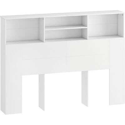 Homcom Cabecero de cama con almacenamiento, accesorio de cama 4 compartimentos abiertos, 140 x 19 x 103,5 cm, blanco Homcom Cabecero de cama con almacenamiento, accesorio de cama 4 compartimentos abiertos, 140 x 19 x 103,5 cm, blanco