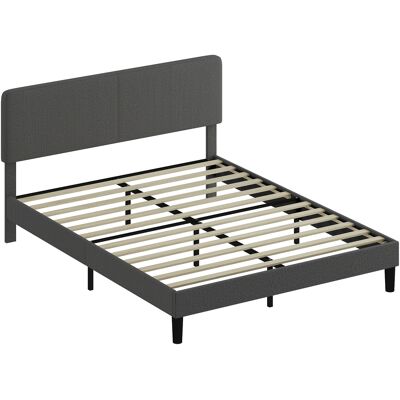 Homcom Somier 160x200 cm con Cabecero Ajustable Tapizado en Pana Láminas de Madera Fácil de Montar Gris Oscuro Homcom Somier 160x200 cm con Cabecero Ajustable Tapizado en Pana Láminas de Madera Fácil de Montar Gris Oscuro