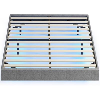 Homcom Somier 140x190 cm con Luces LED Estructura de Cama Tapizado en Lino Láminas de Madera Fácil de Montar Gris Homcom Somier 140x190 cm con Luces LED Estructura de Cama Tapizado en Lino Láminas de Madera Fácil de Montar Gris