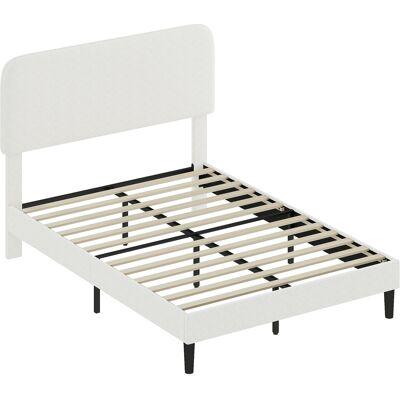 Homcom Estructura de Cama Doble con Cabecero Ajustable en Altura Tapizada en Borreguito Listones de Soporte Blanco Homcom Estructura de Cama Doble con Cabecero Ajustable en Altura Tapizada en Borreguito Listones de Soporte Blanco