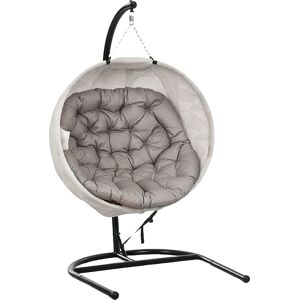 Outsunny Silla Colgante con Soporte Cesta Plegable de Malla Doble Cojín para Interior y Exterior Carga 120 kg Arena y Negro Outsunny Silla Colgante con Soporte Cesta Plegable de Malla Doble Cojín para Interior y Exterior Carga 120 kg Arena y Negro