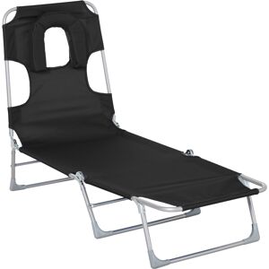 Outsunny Tumbona Reclinable de Jardín con Orificio de Lectura Reposacabezas y Respaldo Ajustable en 5 Niveles 182x56x24,5 cm Negro Aosom España Outsunny Tumbona Reclinable de Jardín con Orificio de Lectura Reposacabezas y Respaldo Ajustable en 5 Niveles 182x56x24,5 cm Negro Aosom España