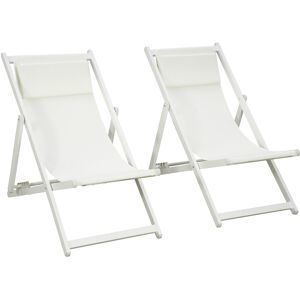 Sillas de jardín ajustables blancas Outsunny - Juego de 2 Sillas de jardín ajustables blancas Outsunny - Juego de 2