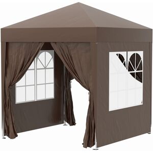 Outsunny Carpa Plegable 2x2 Cenador de Jardín 4 Paredes Laterales Tela Oxford 2 Puertas 2 Ventanas Bolsa de Transporte Marrón 2x2x2,4 m Aosom España Outsunny Carpa Plegable 2x2 Cenador de Jardín 4 Paredes Laterales Tela Oxford 2 Puertas 2 Ventanas Bolsa de Transporte Marrón 2x2x2,4 m Aosom España
