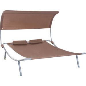 Outsunny Tumbona de Jardín para 2 Personas Diseño Contemporáneo Techo Ajustable 2 Ruedas 2 Cojines Acero epoxi Poliéster Marrón oscuro Aosom España Outsunny Tumbona de Jardín para 2 Personas Diseño Contemporáneo Techo Ajustable 2 Ruedas 2 Cojines Acero epoxi Poliéster Marrón oscuro Aosom España