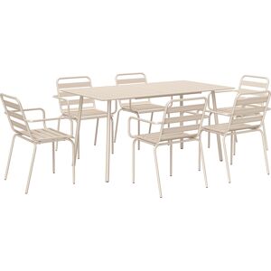 Outsunny Salon de jardín conjunto de mesa y sillas de jardín 7 piezas con 1 mesa y 6 sillas apilables de acero Beige Aosom España Outsunny Salon de jardín conjunto de mesa y sillas de jardín 7 piezas con 1 mesa y 6 sillas apilables de acero Beige Aosom España