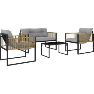 Outsunny Conjunto de Jardín de 4 Piezas con Sofá Sillones y Mesa de Ratán Sintético Cojines Cómodos y Resistente a Rayos UV Outsunny Conjunto de Jardín de 4 Piezas con Sofá Sillones y Mesa de Ratán Sintético Cojines Cómodos y Resistente a Rayos UV