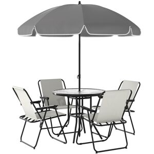 Outsunny Conjunto de Muebles de Jardín de 6 Piezas con Mesa Redonda Sillas Plegables y Sombrilla Crema Aosom España Outsunny Conjunto de Muebles de Jardín de 6 Piezas con Mesa Redonda Sillas Plegables y Sombrilla Crema Aosom España
