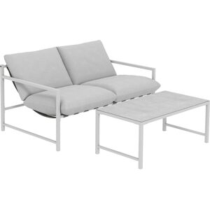 Outsunny Salón de Jardín Exterior 2 Piezas, Sofá con Cojines, Mesa de Centro con Vidrio Templado Efecto Mármol 3D, 125x80x64cm, Gris Claro Outsunny Salón de Jardín Exterior 2 Piezas, Sofá con Cojines, Mesa de Centro con Vidrio Templado Efecto Mármol 3D, 125x80x64cm, Gris Claro