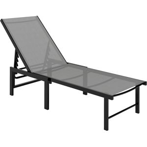 Outsunny Tumbona de jardín exterior reclinable 5 posiciones ajustables asiento en textilene gris Outsunny Tumbona de jardín exterior reclinable 5 posiciones ajustables asiento en textilene gris