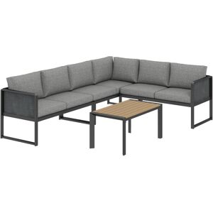 Outsunny Conjunto de jardín exterior modular en esquina para 6 personas, sofás, mesa baja y cojines, gris oscuro Aosom España Outsunny Conjunto de jardín exterior modular en esquina para 6 personas, sofás, mesa baja y cojines, gris oscuro Aosom España
