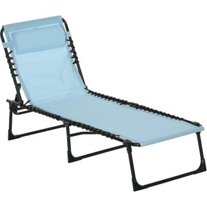 Outsunny Tumbona Plegable con Reposacabezas Tumbona Jardín Exterior Reclinable 4 Posiciones con Marco de Acero 189x58x30 cm Azul Outsunny Tumbona Plegable con Reposacabezas Tumbona Jardín Exterior Reclinable 4 Posiciones con Marco de Acero 189x58x30 cm Azul