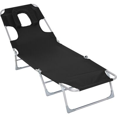 Outsunny Tumbona Reclinable de Jardín con Orificio de Lectura Reposacabezas y Respaldo Ajustable en 5 Niveles 182x56x24,5 cm Negro Aosom España Outsunny Tumbona Reclinable de Jardín con Orificio de Lectura Reposacabezas y Respaldo Ajustable en 5 Niveles 182x56x24,5 cm Negro Aosom España