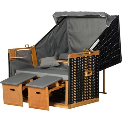 Silla de jardín Outsunny - Respaldo ajustable, Ratán de PE, Gris claro Silla de jardín Outsunny - Respaldo ajustable, Ratán de PE, Gris claro