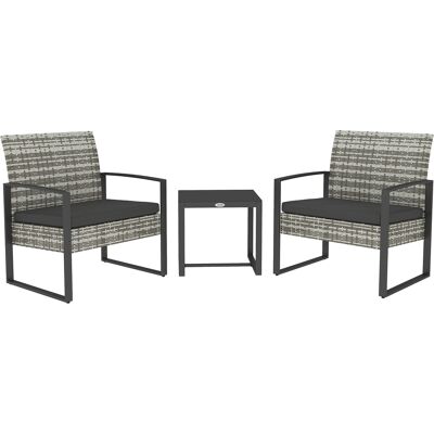 Outsunny Conjunto de Jardín 3 Piezas 2 Sillas con Cojines - Sala de Jardín Outsunny Conjunto de Jardín 3 Piezas 2 Sillas con Cojines - Sala de Jardín