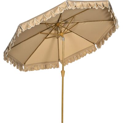 Outsunny Sombrilla de Jardín 264x240 cm con Ángulo Ajustable Manivela y Toldo con Volantes Decorativos para Patio Terraza Caqui Aosom España Outsunny Sombrilla de Jardín 264x240 cm con Ángulo Ajustable Manivela y Toldo con Volantes Decorativos para Patio Terraza Caqui Aosom España