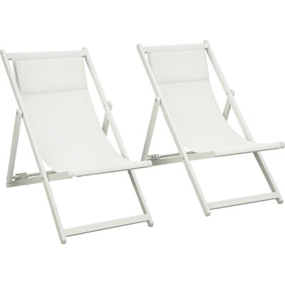 Sillas de jardín ajustables blancas Outsunny - Juego de 2 Sillas de jardín ajustables blancas Outsunny - Juego de 2