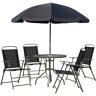 OutSunny Conjunto de Muebles para Jardín Terraza o Patio con 4 Sillas 1 Mesa y 1 Parasol - Textilene, Aluminio y Poliéster   Aosom