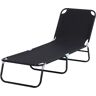 Outsunny Tumbona Plegable Reclinable con Ángulo Ajustable de 3 posiciones para Jardín Exterior Piscina Terraza Camping Carga 120 kg 190x56x28 cm Negro