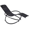 Outsunny Tumbona Mecedora de Jardín con Reposacabezas Extraíble Sillón Tumbona Ergonómica de Exterior Plegable Tela de Texteline para Patios Piscina