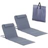 Outsunny Conjunto de 2 Esterillas de Playa con Respaldo Reclinable en 5 Niveles Bolsa de Transporte y Reposacabezas 48x134x36-45 cm Gris