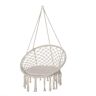 Outsunny Silla Colgante Redondo de 60 cm Silla Hamaca Columpio con Cojín y Cuerda de Algodón para Interior y Exterior 80x80x42 cm Beige