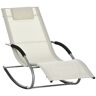 Outsunny Tumbona Mecedora de Jardín con Reposacabezas Reposabrazos Sillón Silla de Exterior Tejido Transpirable y Metal 63x148x85 cm Beige   AOSOM ES