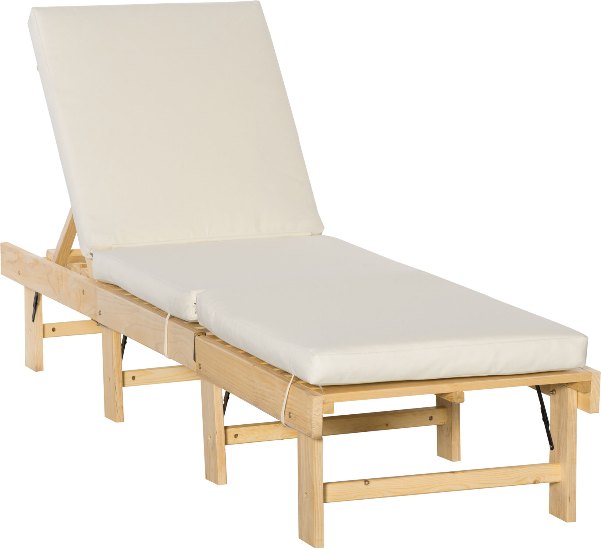 Outsunny Tumbona de Madera Plegable con Respaldo Ajustable en 4 Posiciones Cojín Extraíble para Jardín Terraza Camping 195x59x30 cm Natural