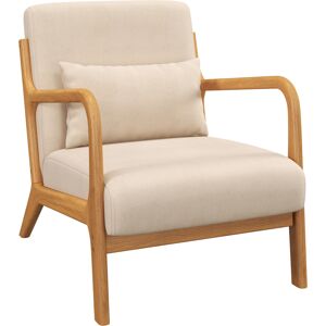 Homcom Butaca Nórdica Sillón de Salón Acolchado con Reposabrazos Cojín y Marco de Madera de Caucho 61x78x76 cm Beige Aosom España Homcom Butaca Nórdica Sillón de Salón Acolchado con Reposabrazos Cojín y Marco de Madera de Caucho 61x78x76 cm Beige Aosom España
