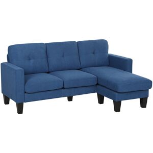 Homcom Sofá de esquina 3 Plazas con chaise longue reversible derecha o izquierda, sala de estar, gran confort, respaldo acolchado, azul Homcom Sofá de esquina 3 Plazas con chaise longue reversible derecha o izquierda, sala de estar, gran confort, respaldo acolchado, azul