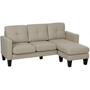 Homcom Sofá de esquina de 3 plazas con chaise longue reversible izquierda o derecha, sala de estar, gran confort, respaldo acolchado, beige Homcom Sofá de esquina de 3 plazas con chaise longue reversible izquierda o derecha, sala de estar, gran confort, respaldo acolchado, beige