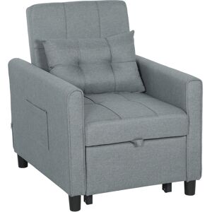 Homcom Sofá Cama Plegable Convertible con Respaldo Regulable y Cojín, 69x82x85 cm Gris Aosom España Homcom Sofá Cama Plegable Convertible con Respaldo Regulable y Cojín, 69x82x85 cm Gris Aosom España
