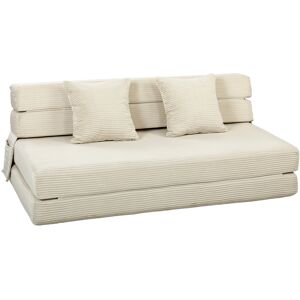 Homcom Sofá Cama Plegable 2 en 1, Butaca 2 Plazas Convertible en Terciopelo Acanalado, Almohada, Bolsillos Laterales, Crema Homcom Sofá Cama Plegable 2 en 1, Butaca 2 Plazas Convertible en Terciopelo Acanalado, Almohada, Bolsillos Laterales, Crema