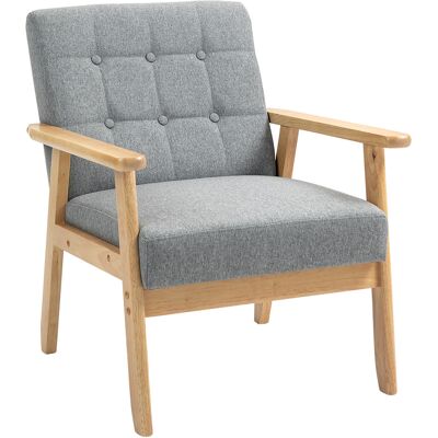HOMCOM - Butaca - Gris Claro - Lino - Sillón HOMCOM - Butaca - Gris Claro - Lino - Sillón